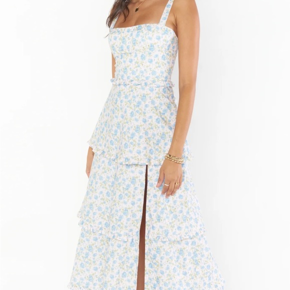 NWT- Never Worn! Blue Floral Tiered Maxi Dress- Show Me Your Mumu Lady Corset - Picture 6 of 6